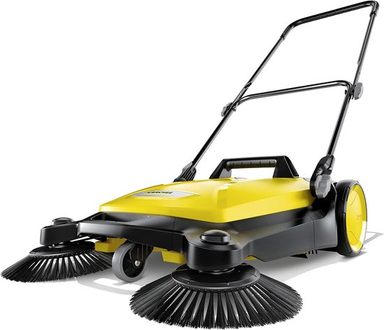Veegmachine met borstels - Handveger tuin - Buiten reinigen - Dubbele zijborstels - 68 cm werkbreedte - Geel — afbeelding 5