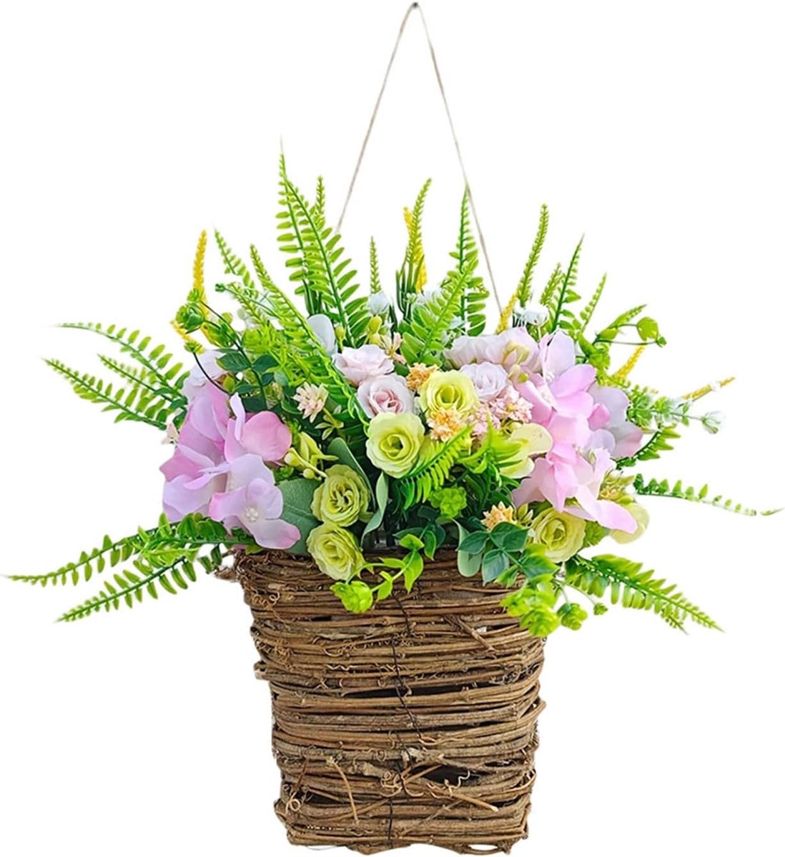 Bloemenkrans - Decoratieve krans - Seizoensdecoratie - Handgemaakt design - 38 cm - Groen