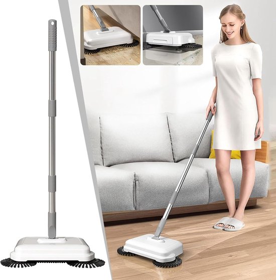Handveger - Vegen en dweilen - Snelle schoonmaak - 2-in-1 borstel - Verstelbare steel - Grijs — afbeelding 5