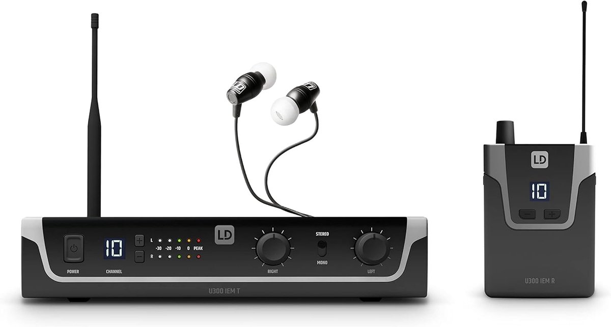 In Ear Monitorsysteem - Draadloos Podium Systeem - Muzikanten Geluid - 100m Bereik - 19 Inch Rack - Zwart