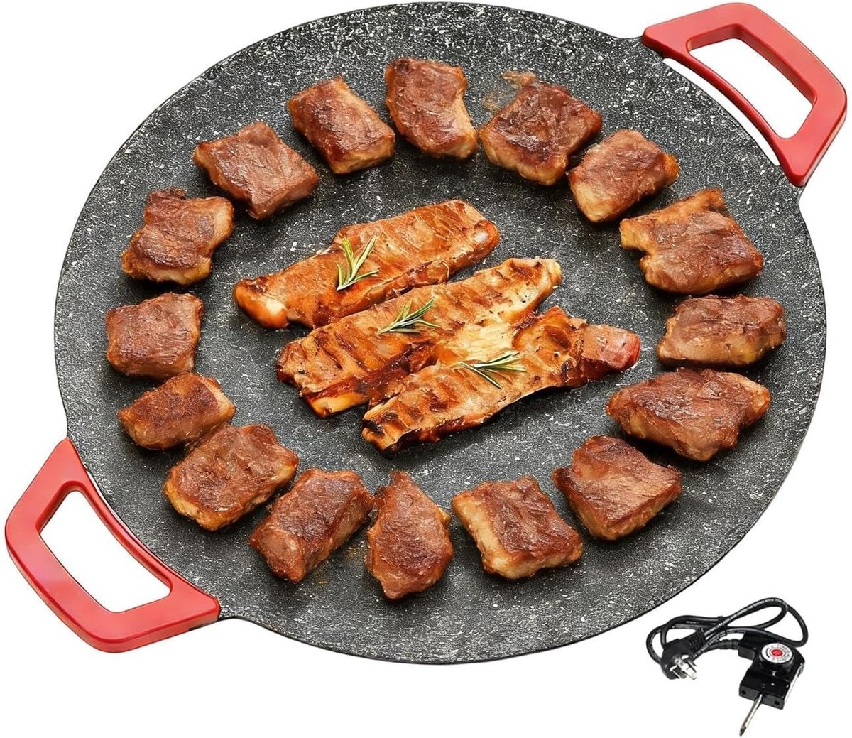 Elektrische kookplaat - Bakplaat Plancha - Binnen en buiten - Snelle gelijkmatige warmte - 30x30x5 cm