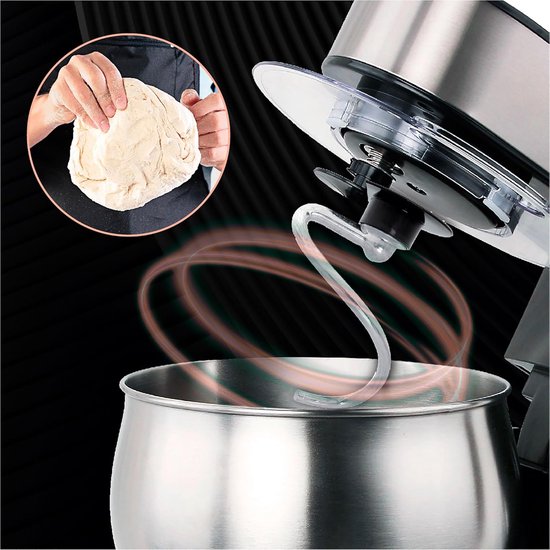 Keukenmachine - Kneedmachine Mixer - Bakken Thuis - Planetaire Beweging Timer - 5 Liter Capaciteit - Roestvrij Staal — afbeelding 3