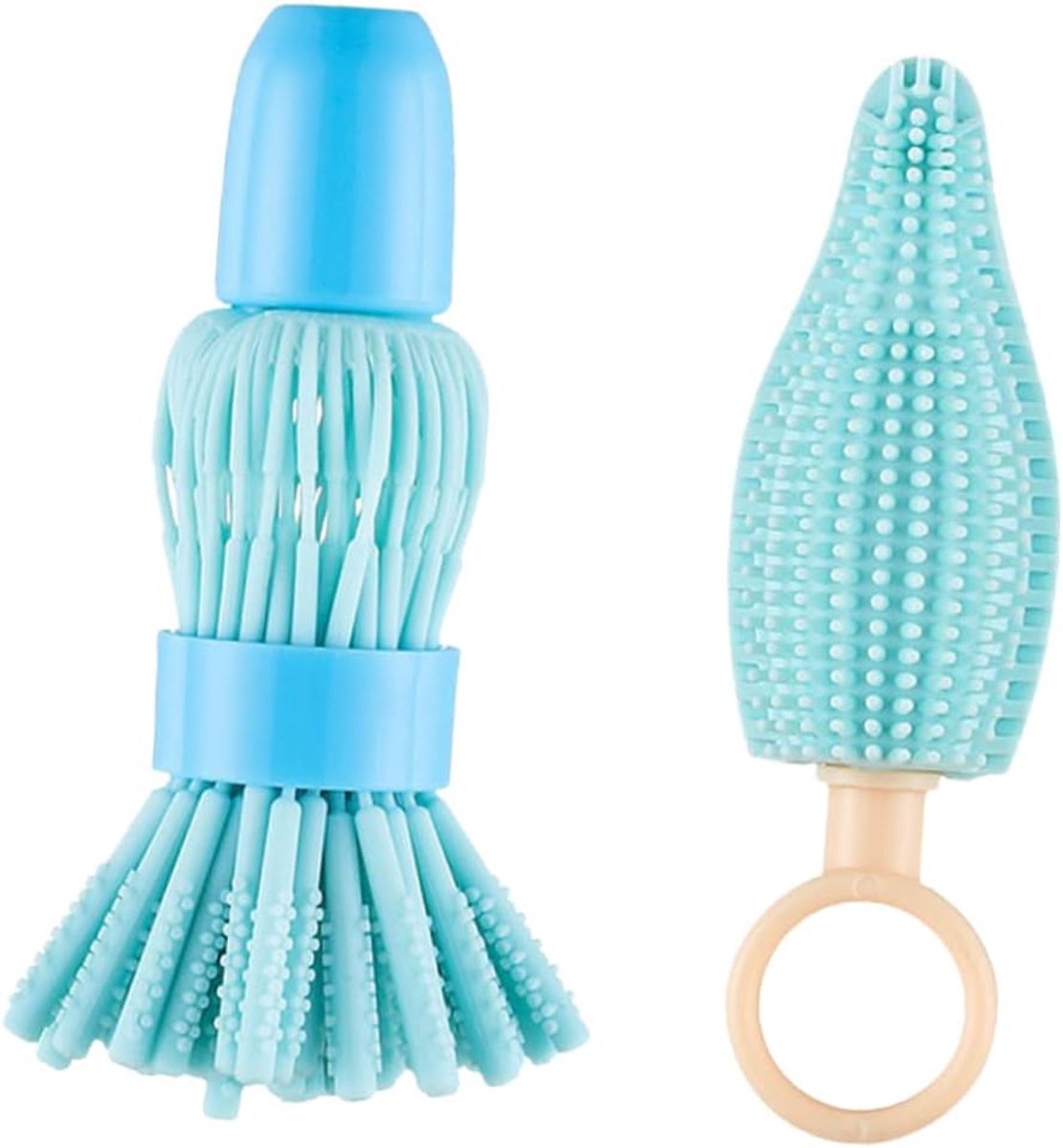 Flessenborstel Set - Speenreiniger - Babyflessen Reinigen - Roterende Kop - 60 Gram - Blauw Handvat