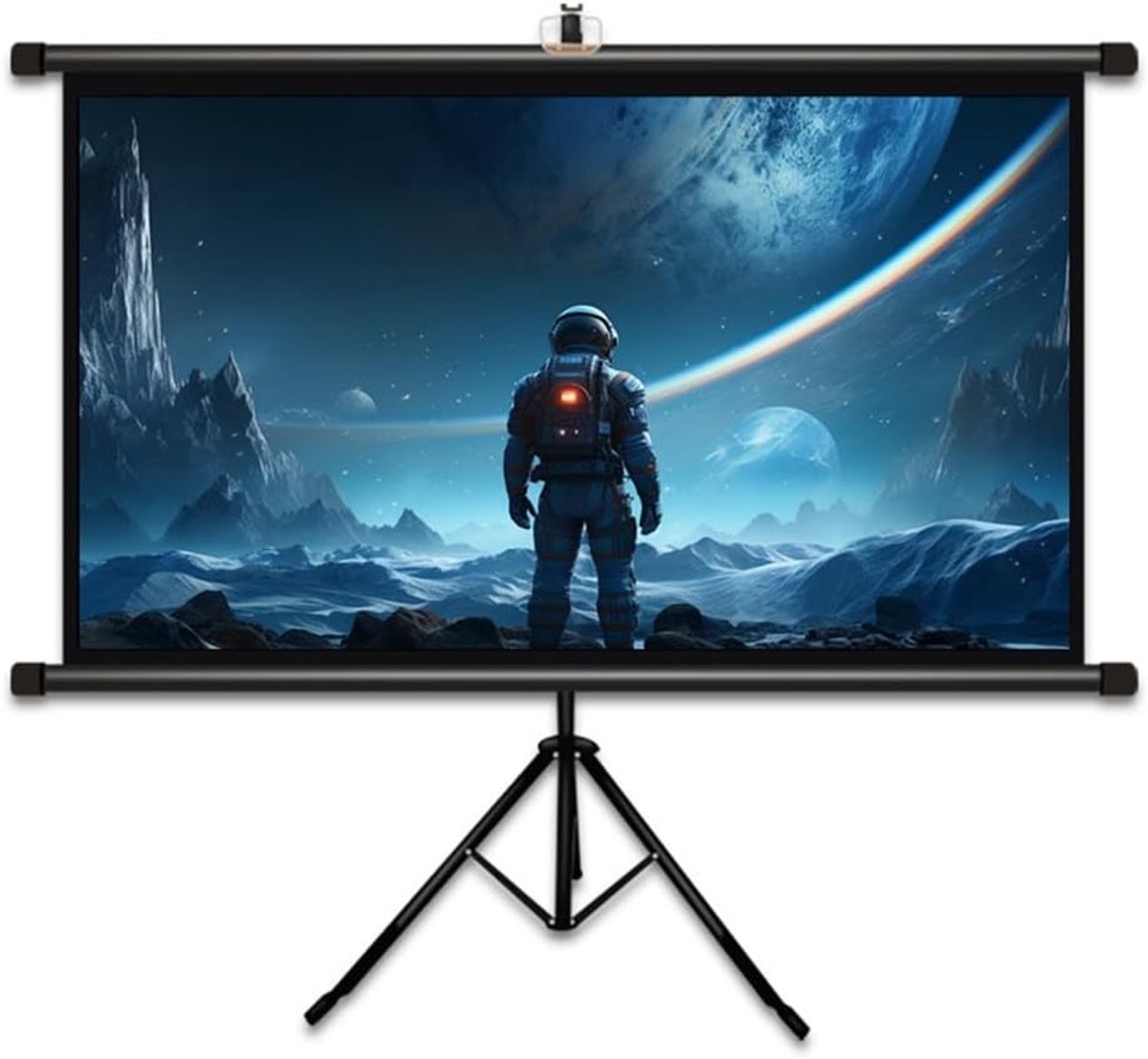 Projectiescherm Statief - Oprolbaar Filmscherm - Thuisbioscoop Gaming - In Hoogte Verstelbaar - 60 Inch 16:9 - Zwart