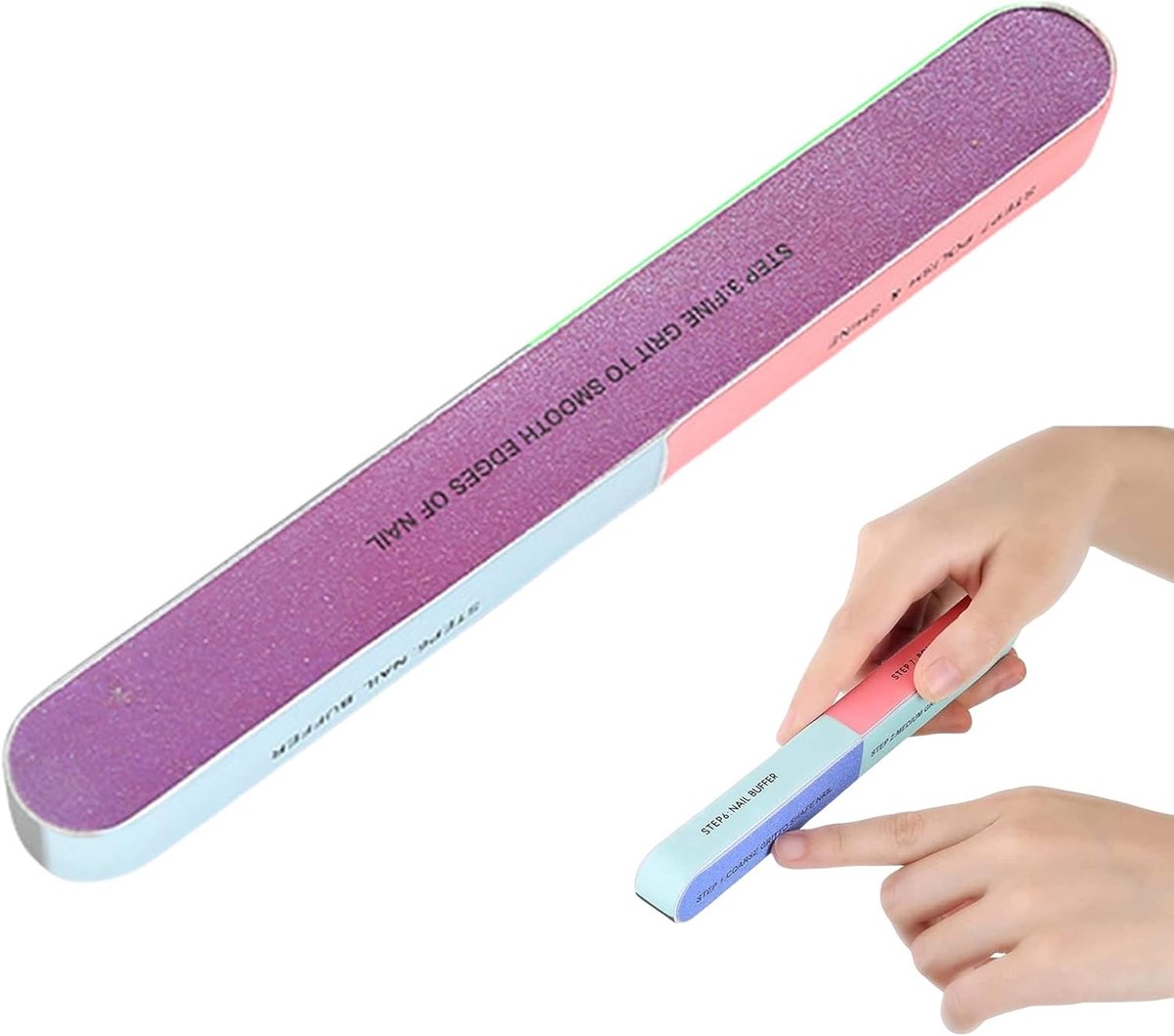 Nagelbufferblok - 7-zijdig blok - Nagelverzorging - Veelzijdig gebruik - 14 cm lang