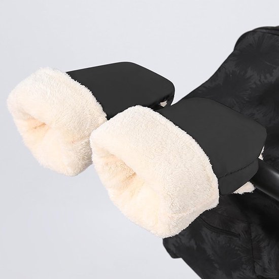 Kinderwagen Handmof - Fleece Wanten - Winterse Uitjes - Waterdicht Winddicht - Ca 20 x 30 cm - Zwart — afbeelding 3