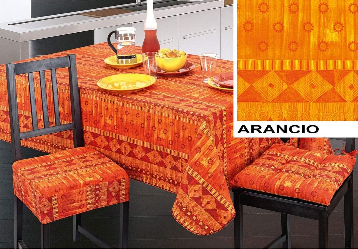 Tafelkleed - Sonia Ethnico - Eettafel Beschermen - Vlek- en Waterafstotend - 140x230 cm - Oranje