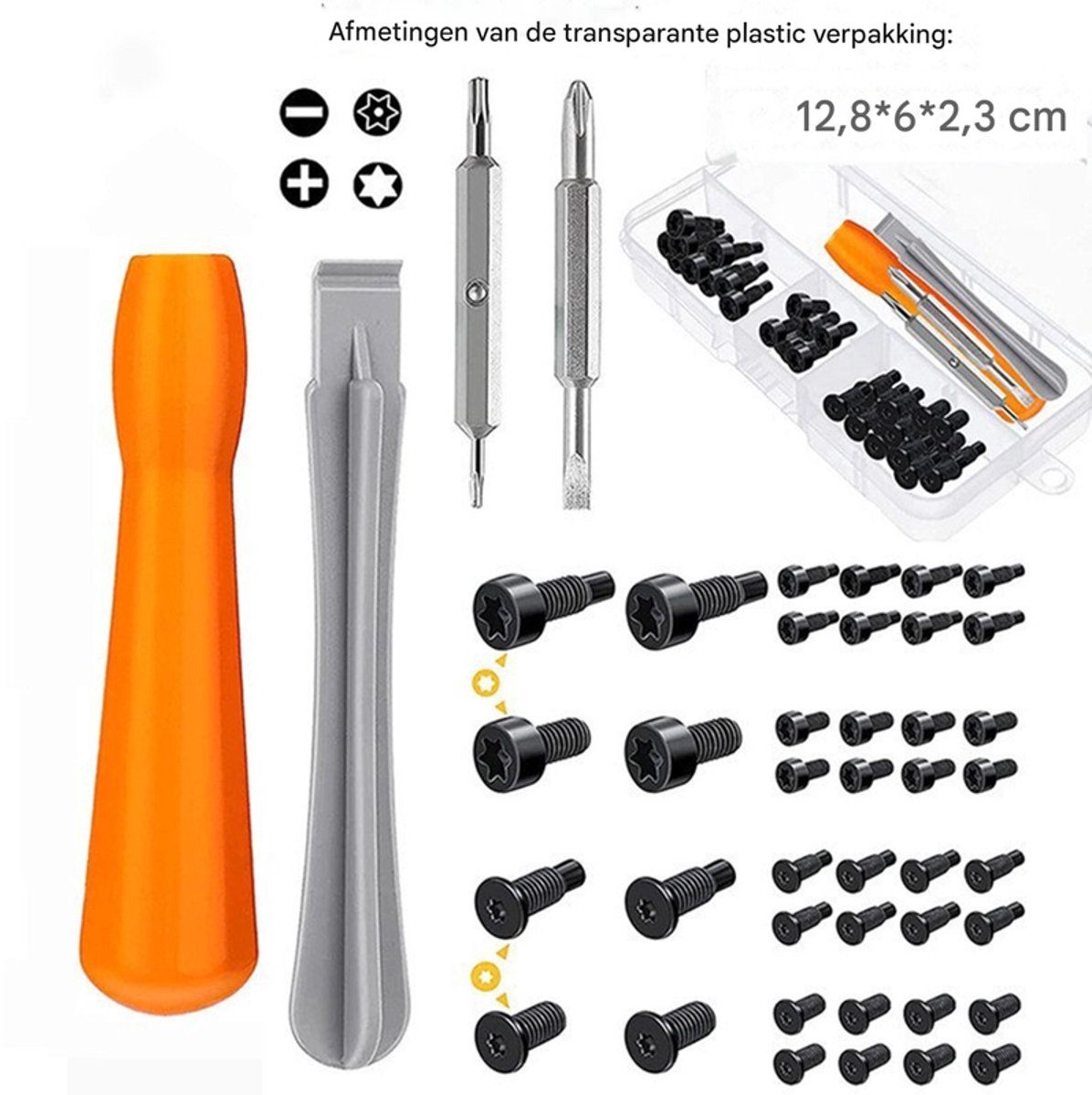 Demontageset voor slimme deurbel, schroevendraaier, handgereedschap,Oranje 4-pakket met 40 schroeven in plastic doos 90.2g