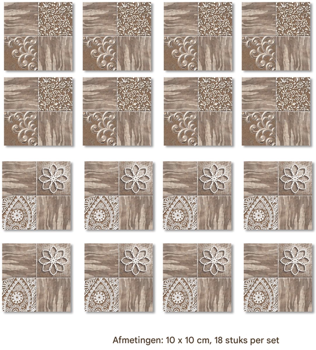 OUTARO-Tegelstickers - Pak Van 36 - Zelfklevend - Waterdicht - Keuken Badkamer Tegelstickers - Decoratieve Stickers - 10 X 10 Cm*QT-051-12
