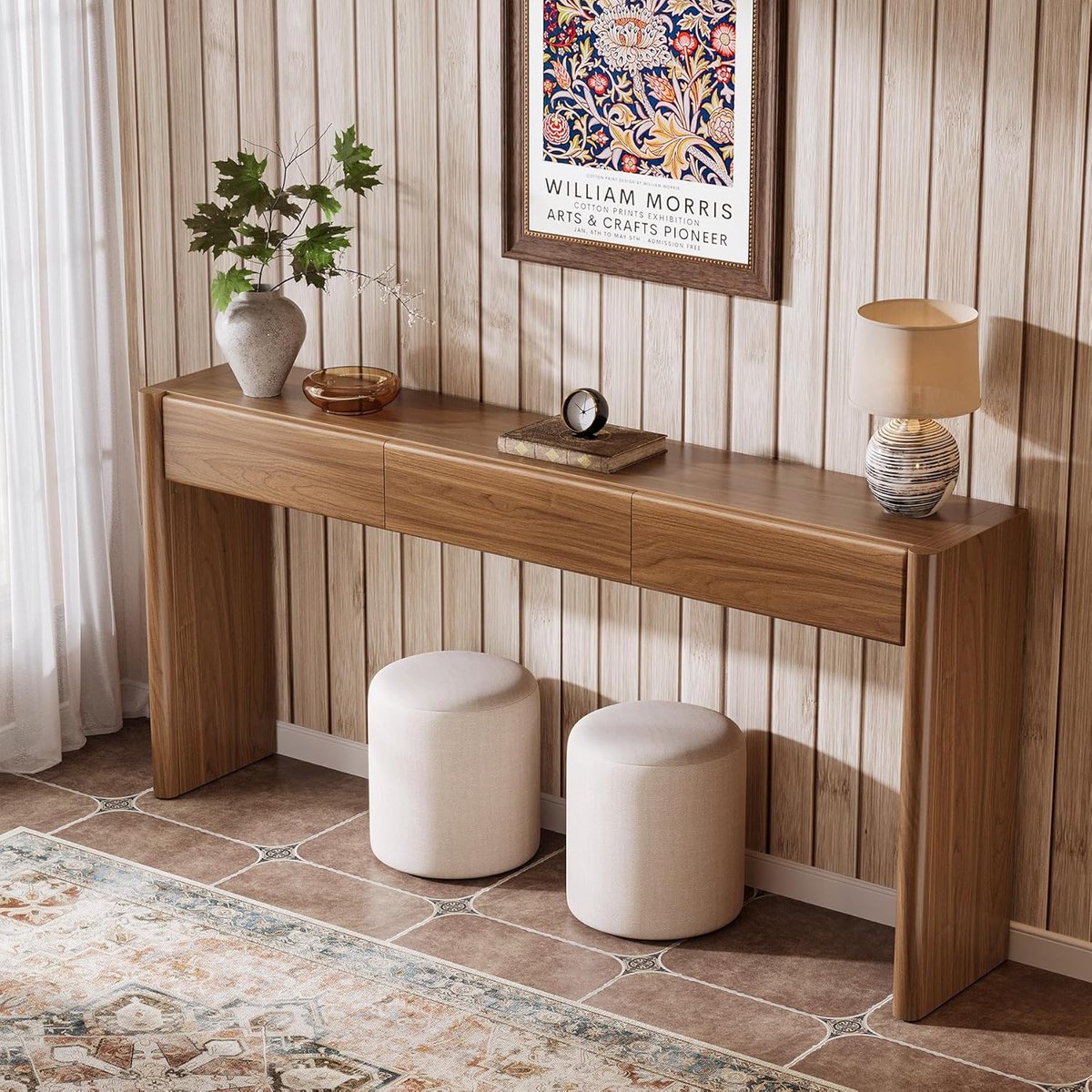Little Trees LITTLE TREE Houten Consoletafel - 180 x 30 x 86 cm - 3 lades - Voor gang en woonkamer Bruin