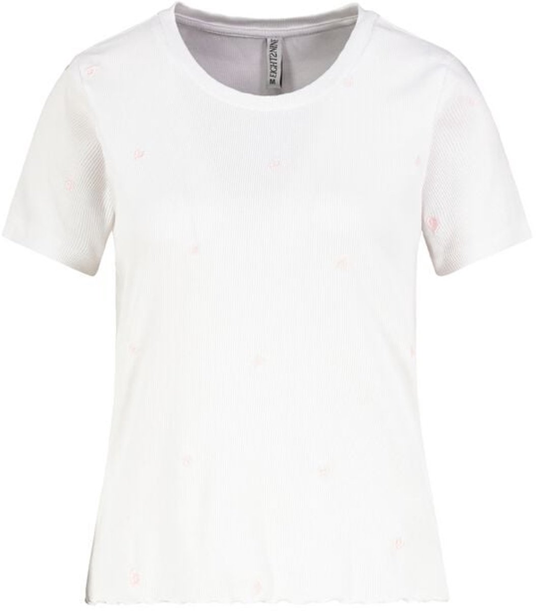 Sublevel RIB TOP WITH ALLOVER EMBROIDERY Dames T-shirt - wit - M