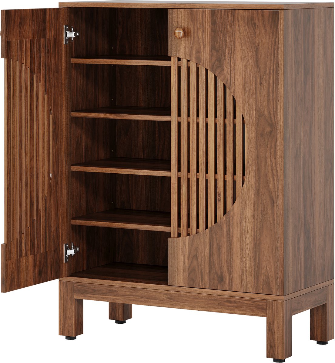 Schoenenkast – 20 paar – 5-laags schoenenrek – 5 planken – Verstelbare planken – Bruin – Modern – lamellendeuren