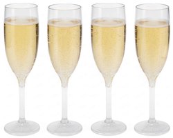 Cookinglife Set van 4 Champagneglazen - kunststof - camping/catering glazen - flute - prosecco glas - Champagne glas - 4 Stuks - 4 Pieces