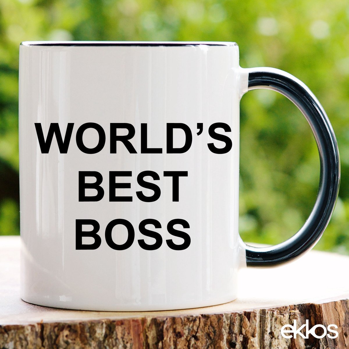 Ekkos World's Best Boss Mok - Wit Oor - Wit Keramiek - 325ml - Cadeau voor Werk / Kantoor