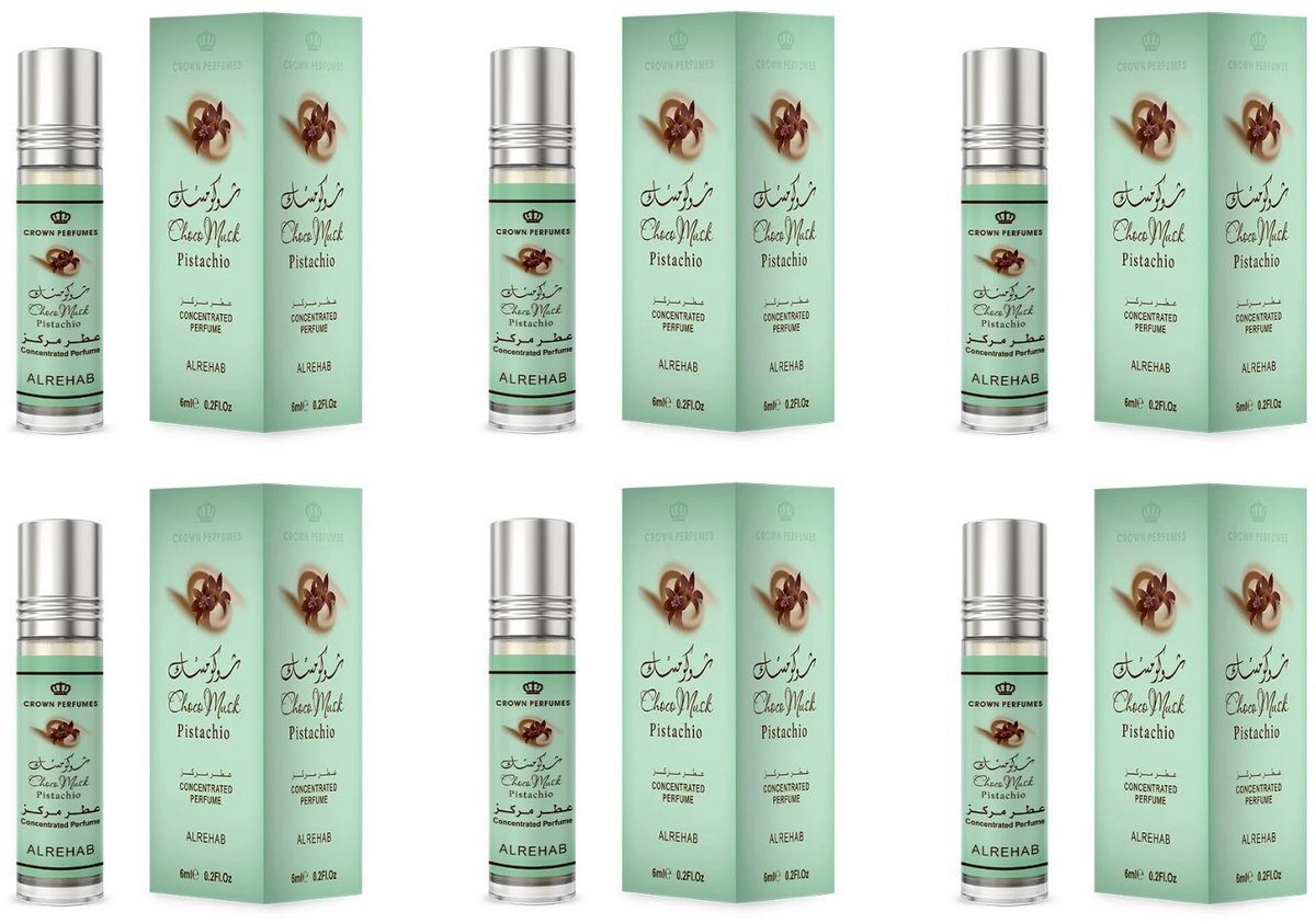 6-pack Choco Musk Pistachio 6ml - Al rehab parfumolie attar roll on