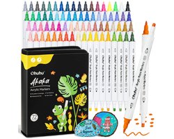 Ohuhu - Akaka Fine & Dot - Dual Nib Acrylic Paint Markers - Cotton-core - 72 kleuren