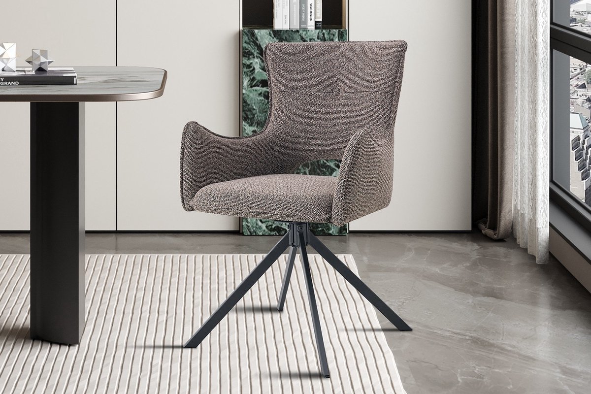 Stoelen/Draaibaar stoel/Armstoel Billy in stof harper zand kleur - Set van 2 - Modern
