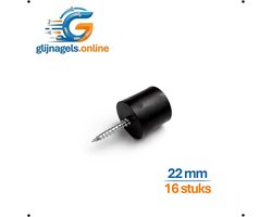 16 STUKS PREMIUM KUNSTSTOF BUFFER Ø22 x 23 mm – Apparatenvoet – Machinevoet – Meubelvoet – Industriële Voet – Harde Glijvoet – Slijtvaste Kunststof Voet – Voor Apparatuur, Meubels, Horeca en Werkplaats Binnen en Buiten Gebruik