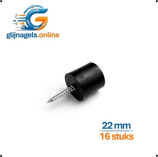 16 STUKS PREMIUM KUNSTSTOF BUFFER Ø22 x 23 mm – Apparatenvoet – Machinevoet – Meubelvoet – Industriële Voet – Harde Glijvoet – Slijtvaste Kunststof Voet – Voor Apparatuur, Meubels, Horeca en Werkplaats Binnen en Buiten Gebruik