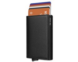 The Verge® Slim Pro - Pasjeshouder Uitschuifbaar - Kaarthouder - Pasjeshouder Mannen & Vrouwen - RFID Creditcardhouder - Pashouder - 9 pasjes - Zwart Leer - Cadeau Man & Vrouw