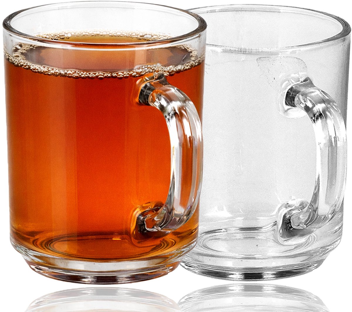 Thee glazen met oor 230 ml – 2 stuks – Glazen theemokken voor thee, koffie en warme dranken – Theeglas en koffiekopjes