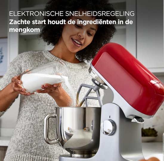 Zyrex® Mixer met Mengkom - Keukenmachine - Deegmixer - Inclusief Accessoires - RVS- Zilver/Rood - 39 cm x 24 cm x 36 cm van Merkloos — afbeelding 4