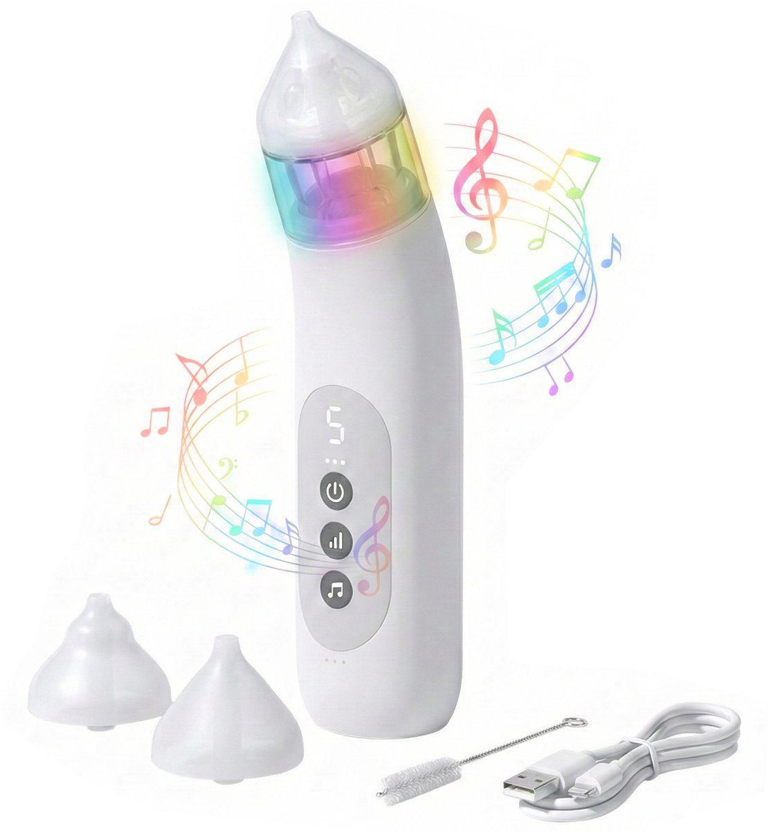 OPTIMERA® Neusreiniger Baby Elektrisch – Zachte & Veilige Neuszuiger – Met Nachtlampje & Melodietjes – Inclusief Accessoires - USB Oplaadbaar