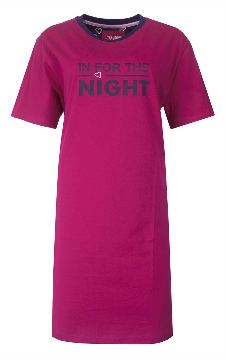 Irresistible Dames Nachthemd - In for the night Tekst - Fuchsia roze