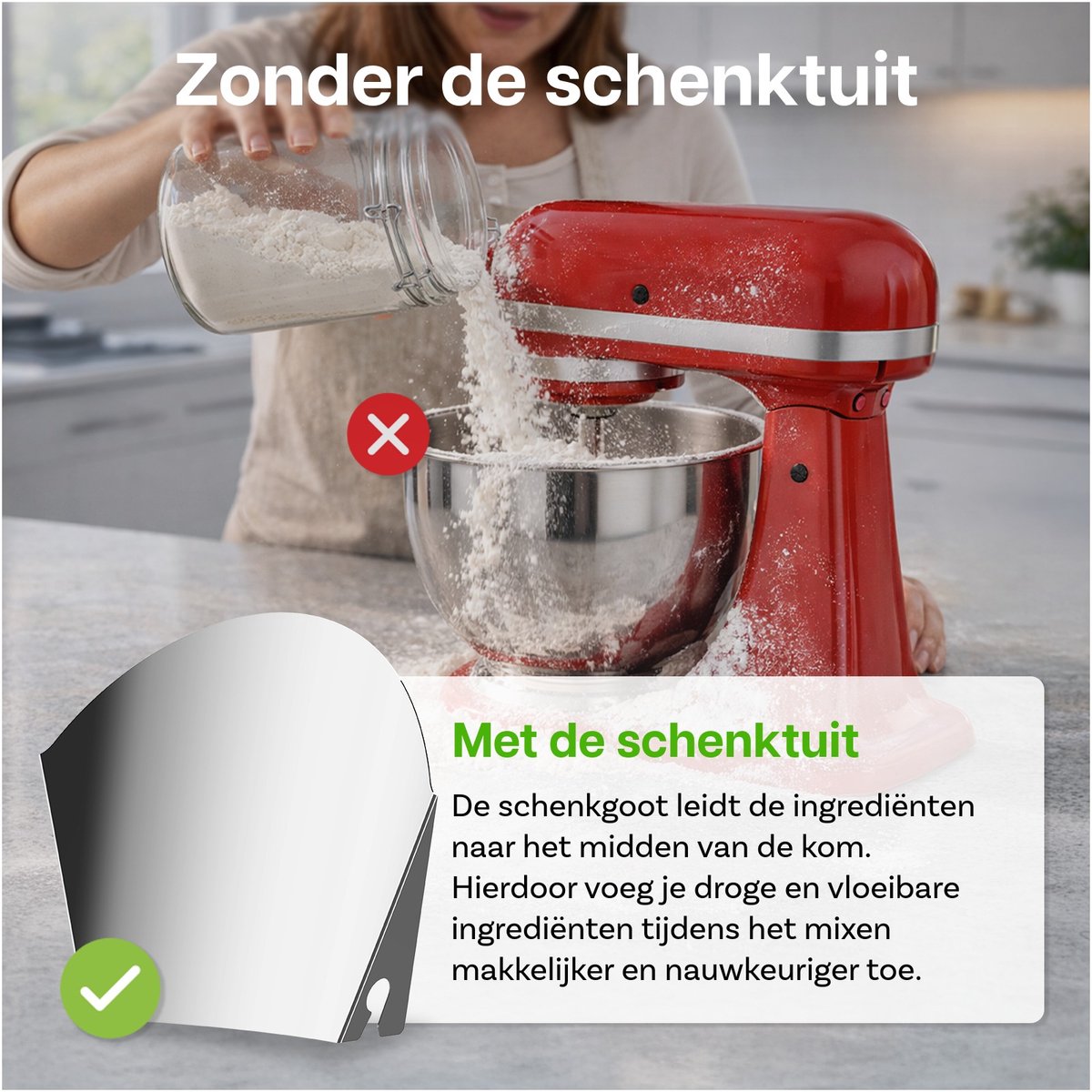 Gietgoot Roestvrij Staal voor KitchenAid 4.5–5 Quart Tilt-Head Stand Mixers Artisan & Classic Series van MMOBIEL – Gietgoot voor KitchenAid – Voorkomt Morsen, Makkelijk in Gebruik, Vaatwasserbestendig thumbnail 3