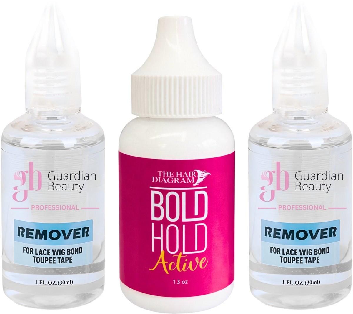 Pruik Lijm & Guardian Beauty Remover Set - Bold Hold - The Hair Diagram - Active - 1.3 oz. + GB Remover - Transparant - For Lace Wig Bond and Toupee Tape - 2 stuks - 30ml - Haarextensions
