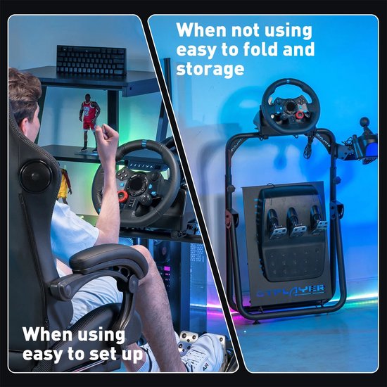 HHHK - Wheel Stand + Gearshift Holder - Playseat - Next Level Racing - Opklapbaar - Racestuur - Zwart - Opvouwbaar - Verstelbaar van Merkloos — afbeelding 4