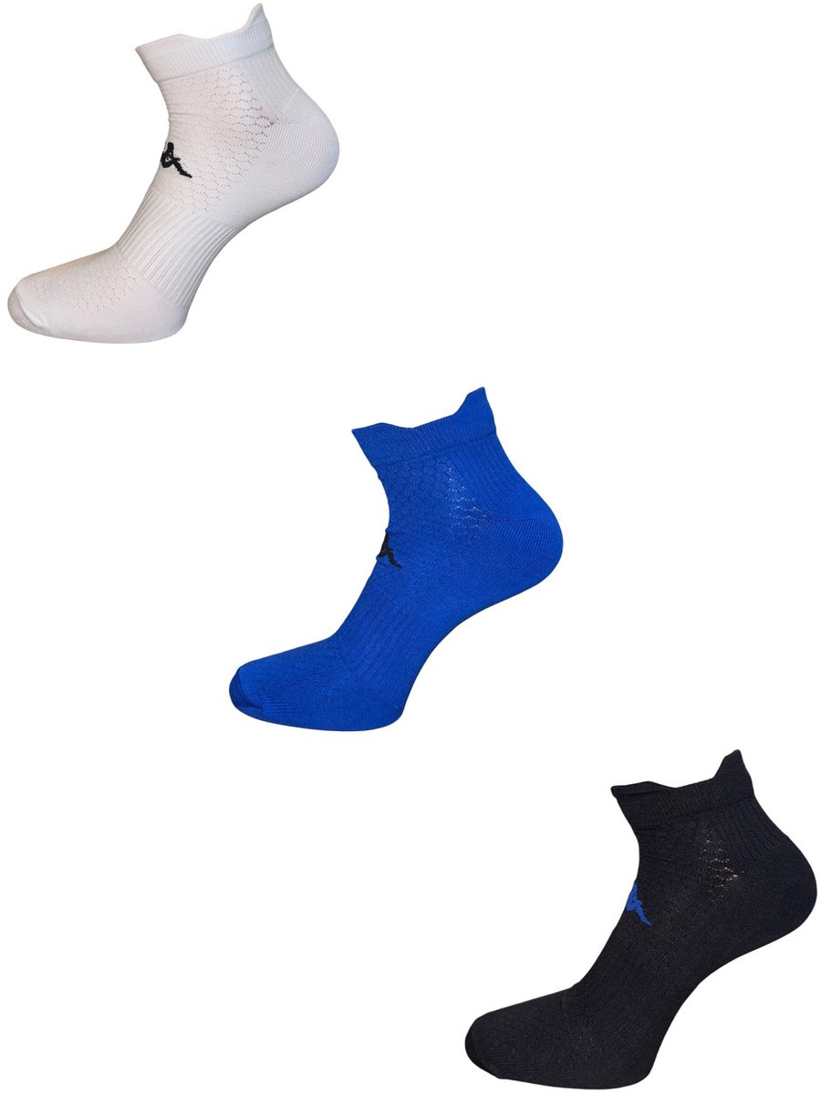 Doos Met 20 Tripacks Sokken Kappa Micro Recycle Blanco/Azul/ 39/42 Zwart