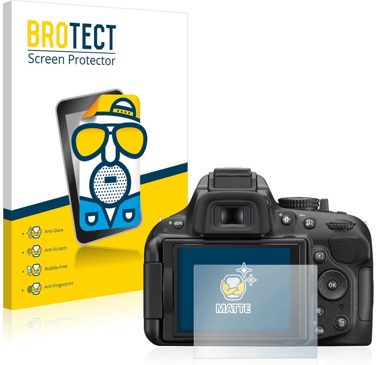BROTECT - Screenprotector voor Nikon D5200 - Folie Beschermfolie matte 2 Stuks