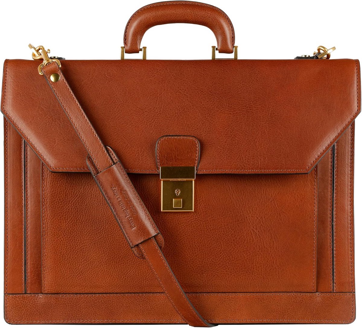 Grote Leren Aktetas Unisex voor Laptop tot 17 inch, Handgemaakt Italiaans Volnerfleer