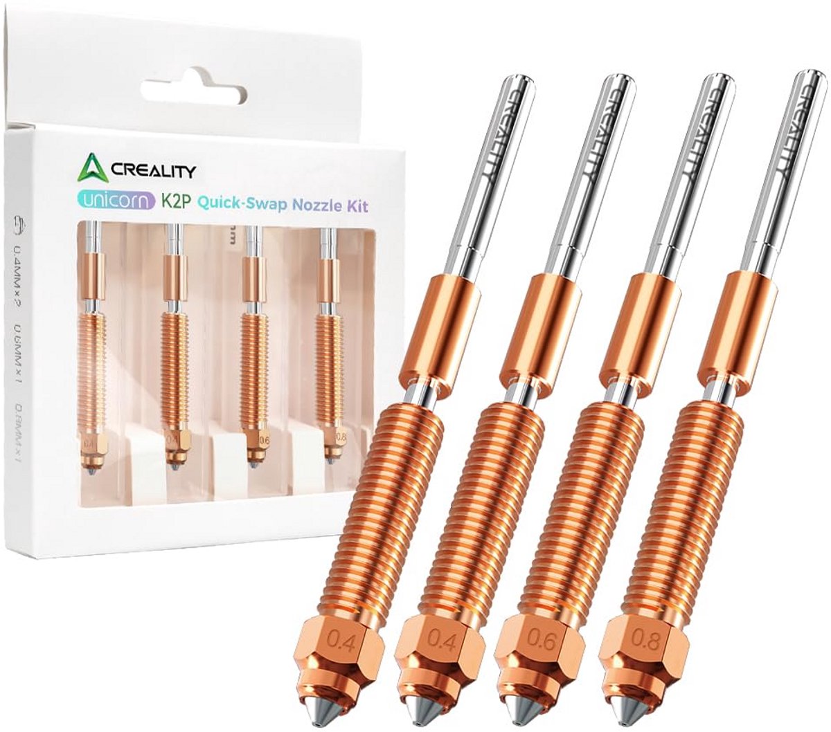 Hotend Sproeikop Vervangende Set voor 3D Printer, Titanium, Koper en Gehard Staal Nozzles