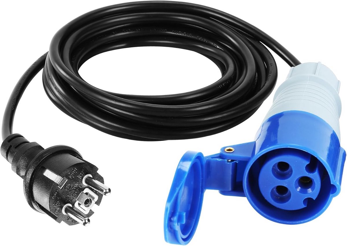 1 Meter CEE Adapterkabel 230V 16A Hoekkoppeling voor Caravan en Camping