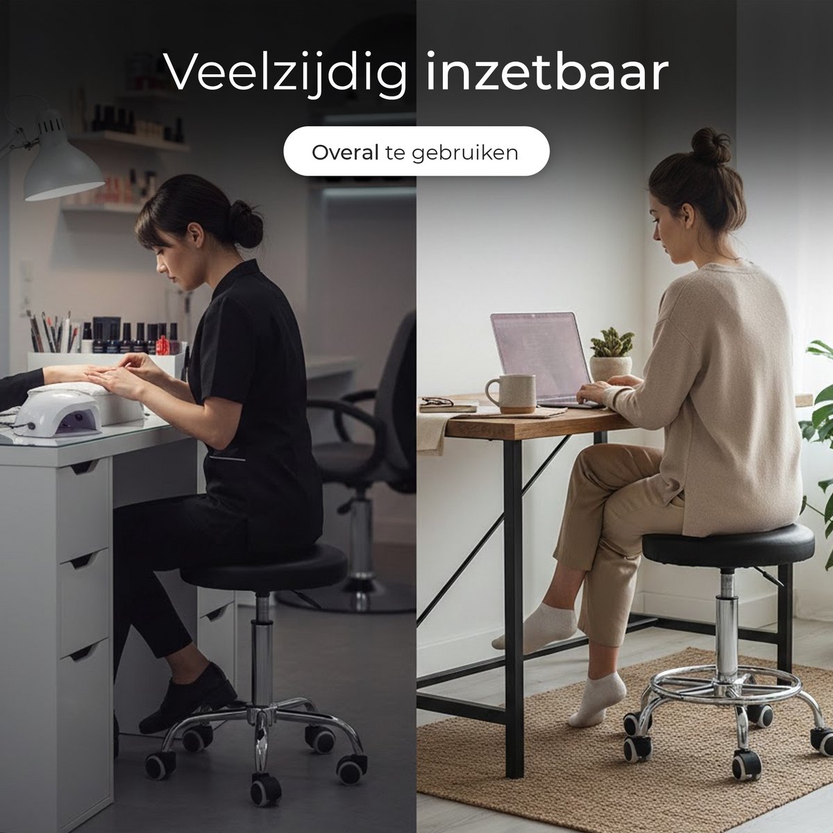 Electro Store Europe Professionele Salonkruk Verstelbaar met Comfortabele Zitting - afbeelding 3