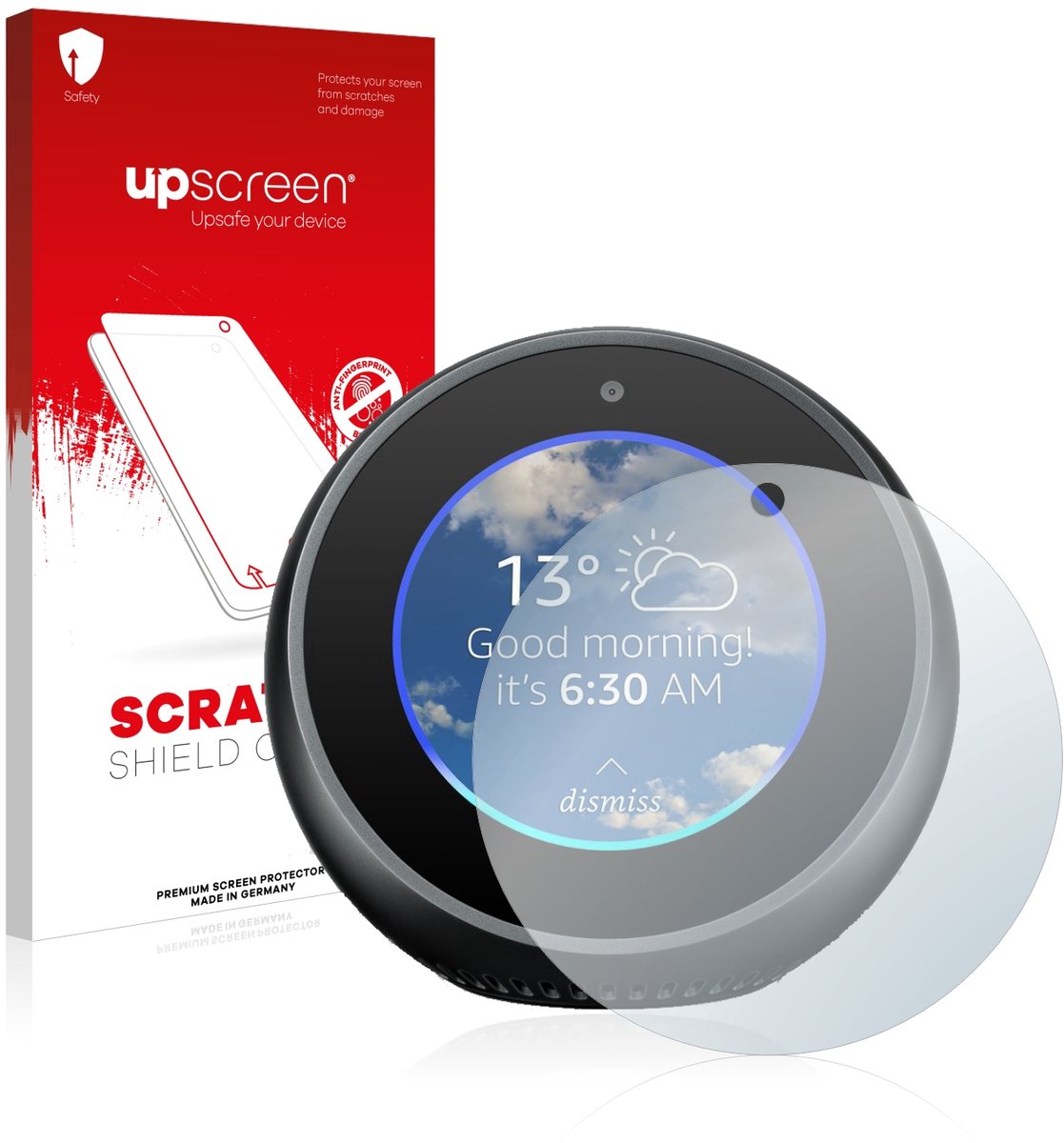 upscreen - Screenprotector voor Amazon Echo Spot - Folie Beschermfolie transparant