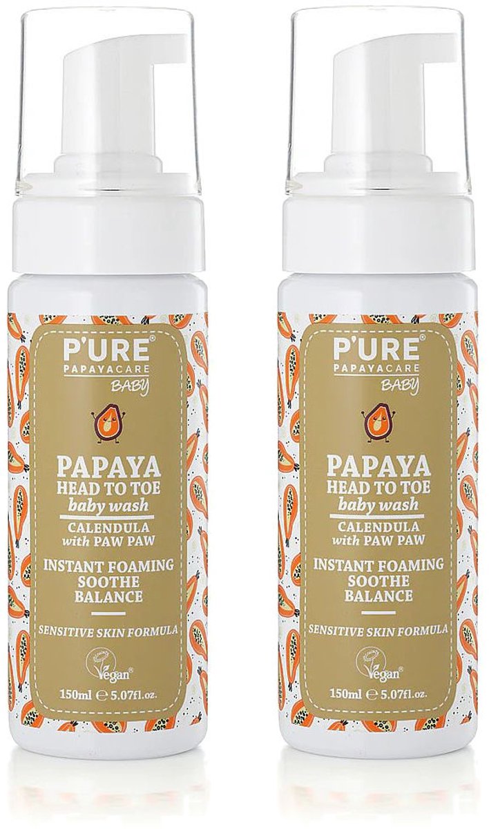 P’URE Papayacare - Papaya Baby Head To Toe Wash - 2 Pak van P'ure Papayacare — afbeelding 2