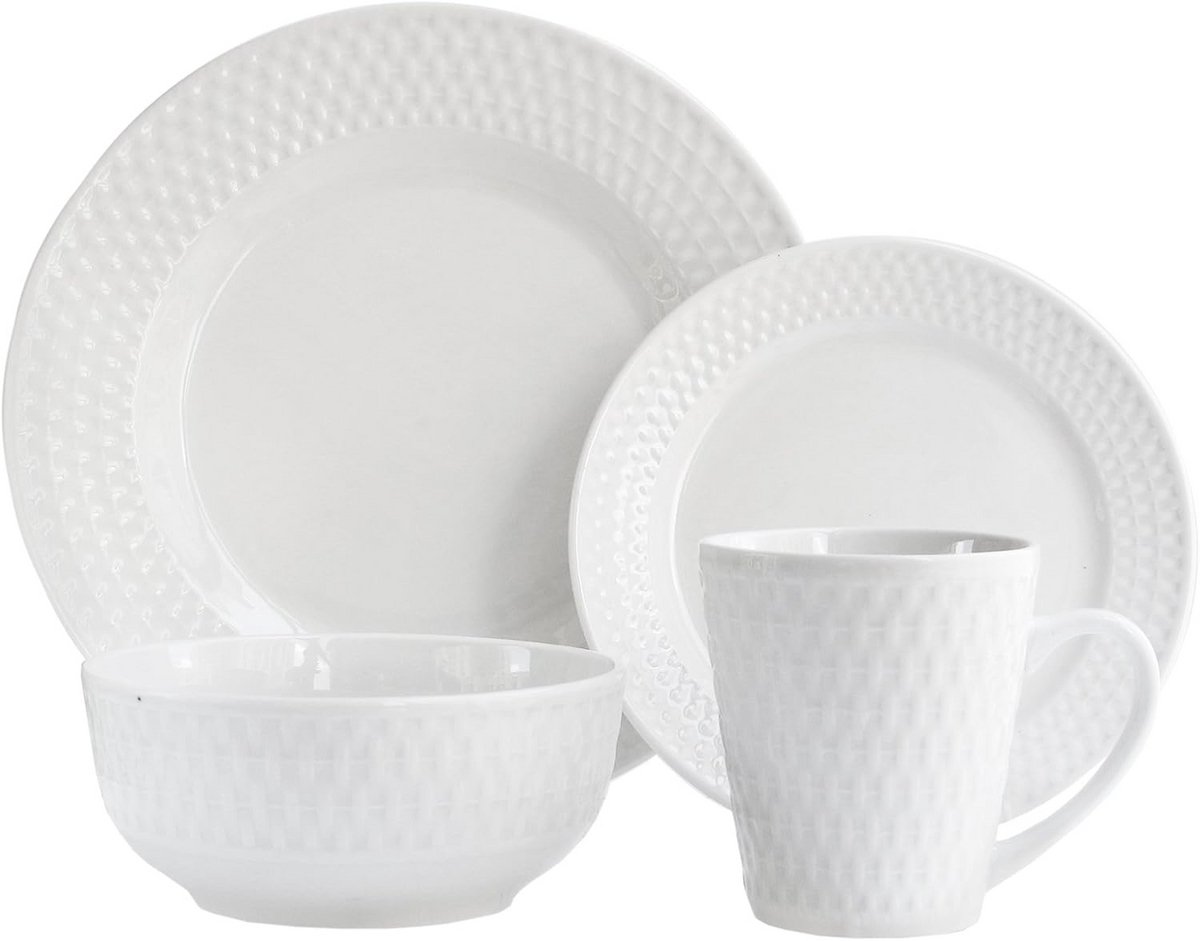 Witte Porseleinen Servies Set 16 Delig voor 4 Personen