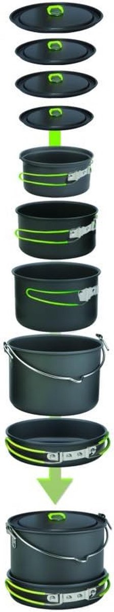 Hard aluminium kookgerei set voor 5-8 personen
