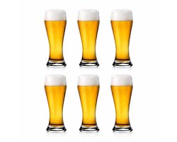 Bierglazen set – 410 ml – 6 stuks – Hoog model – Transparant