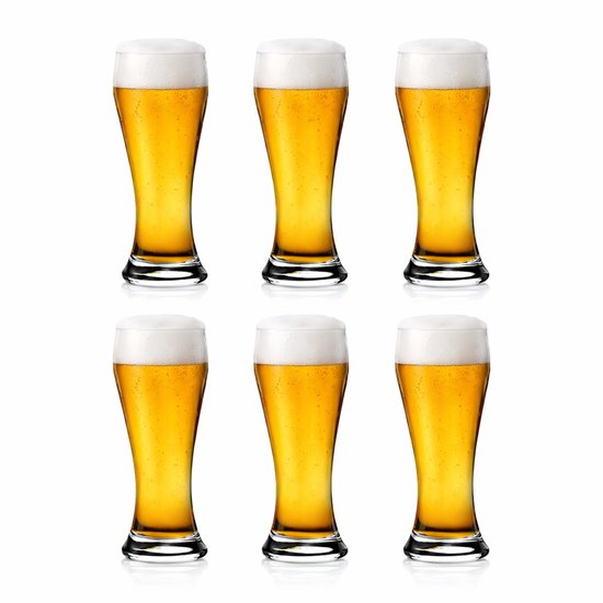 Bierglazen set – 410 ml – 6 stuks – Hoog model – Transparant
