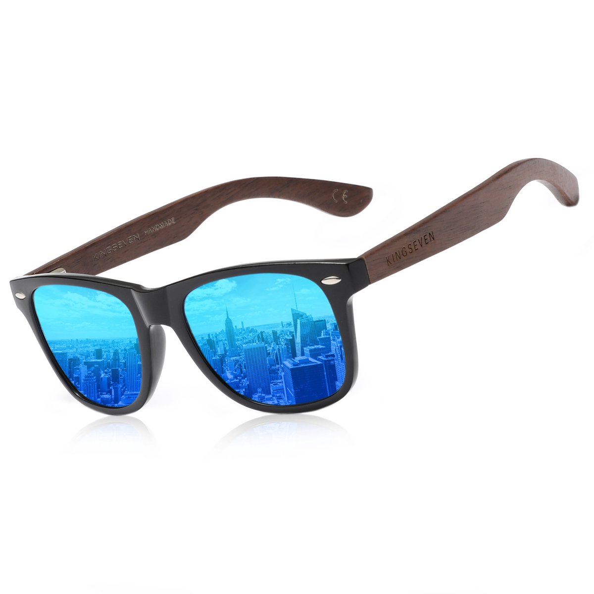 KingSeven - Dark Blue Wayfayer Bamboo UV400 en Polarisatie filter