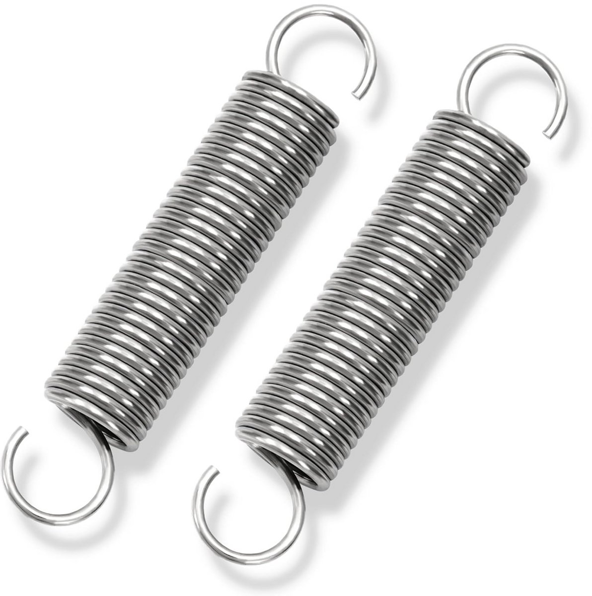 Set van 2 roestvrijstalen trekveren met haken, 90 mm lengte, 16 mm buitendiameter
