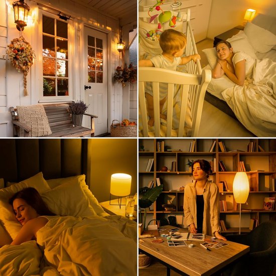 4-Pack E27 LED Lamp 3W Amberwarm Wit Licht, Blauwlicht Blokkerend voor Slaapkamer en Kinderkamer — afbeelding 4