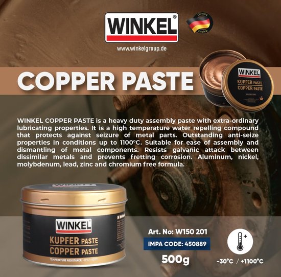 Professionele Koperpasta 500 g - Voorkomt Vastzitten & Slijtage - Hittebestendig 1100°C - Voor Remmen en Bouten - WINKEL — afbeelding 2