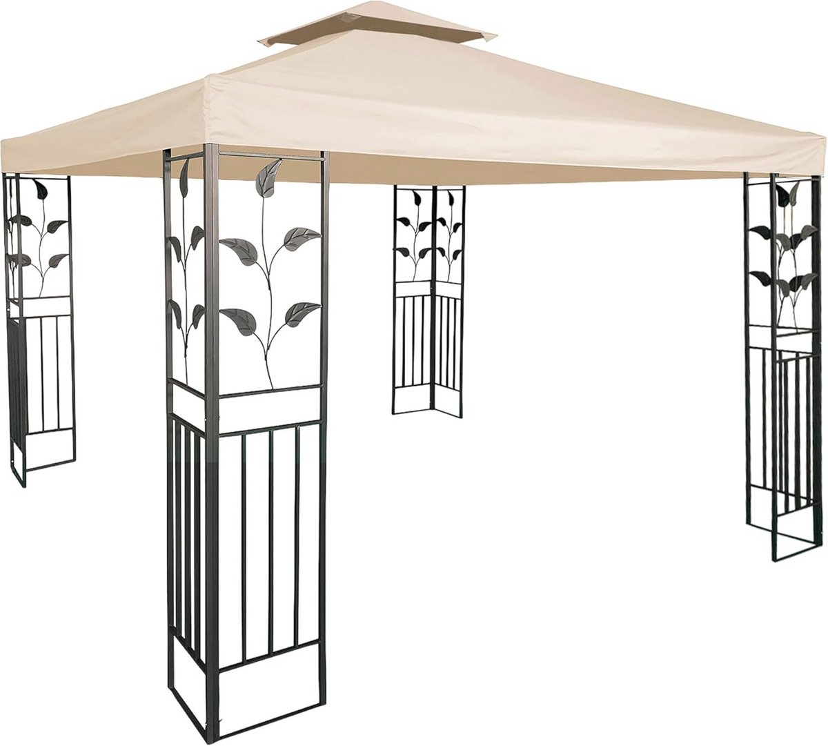 Waterdicht Vervangend Dak voor Paviljoen 3x3m - Beige - Universele Zonwering met Ventilatie