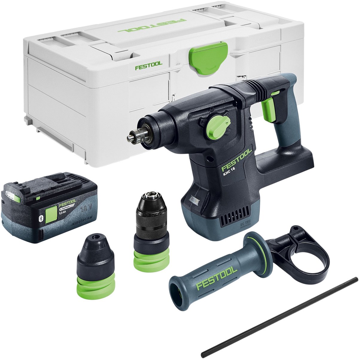 Festool KHC 18 EB-Basic accu combihamer 18 V 2,6 J SDS-Plus borstelloos + 1x accu 5,0 Ah + Systainer - zonder oplader