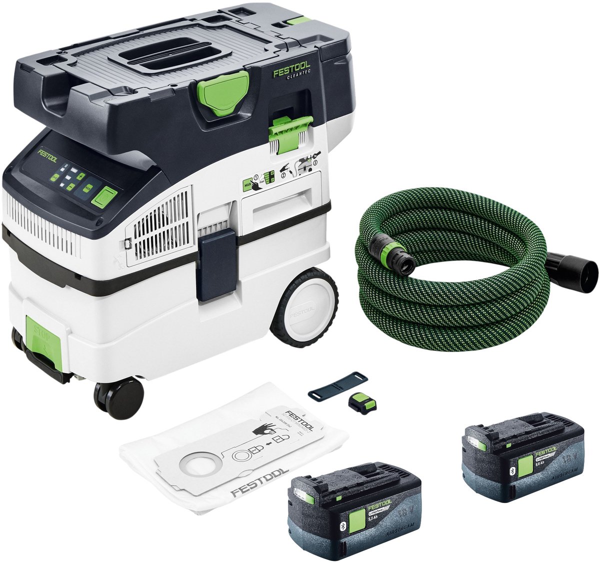 Festool CTLC MIDI I-Basic accu-afzuigwagen 36 V (2x 18 V) stofklasse L + 2x accu 5,0 Ah - zonder lader
